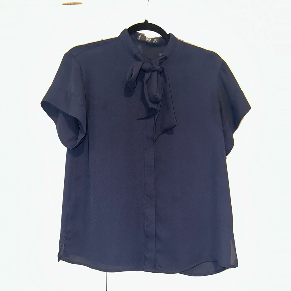 MANGO Tie Blouse